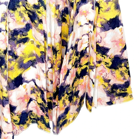 FOCUS 2000 Women's Floral Tie Dye Cotton Pleated Paneled Full Skirt Size 10 Pink - Picture 7 of 10